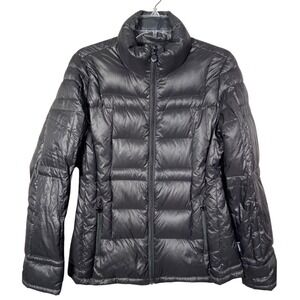 Calvin Klein Packable Down Puffer Jacket Womens Small Black Full Zip Lightweight